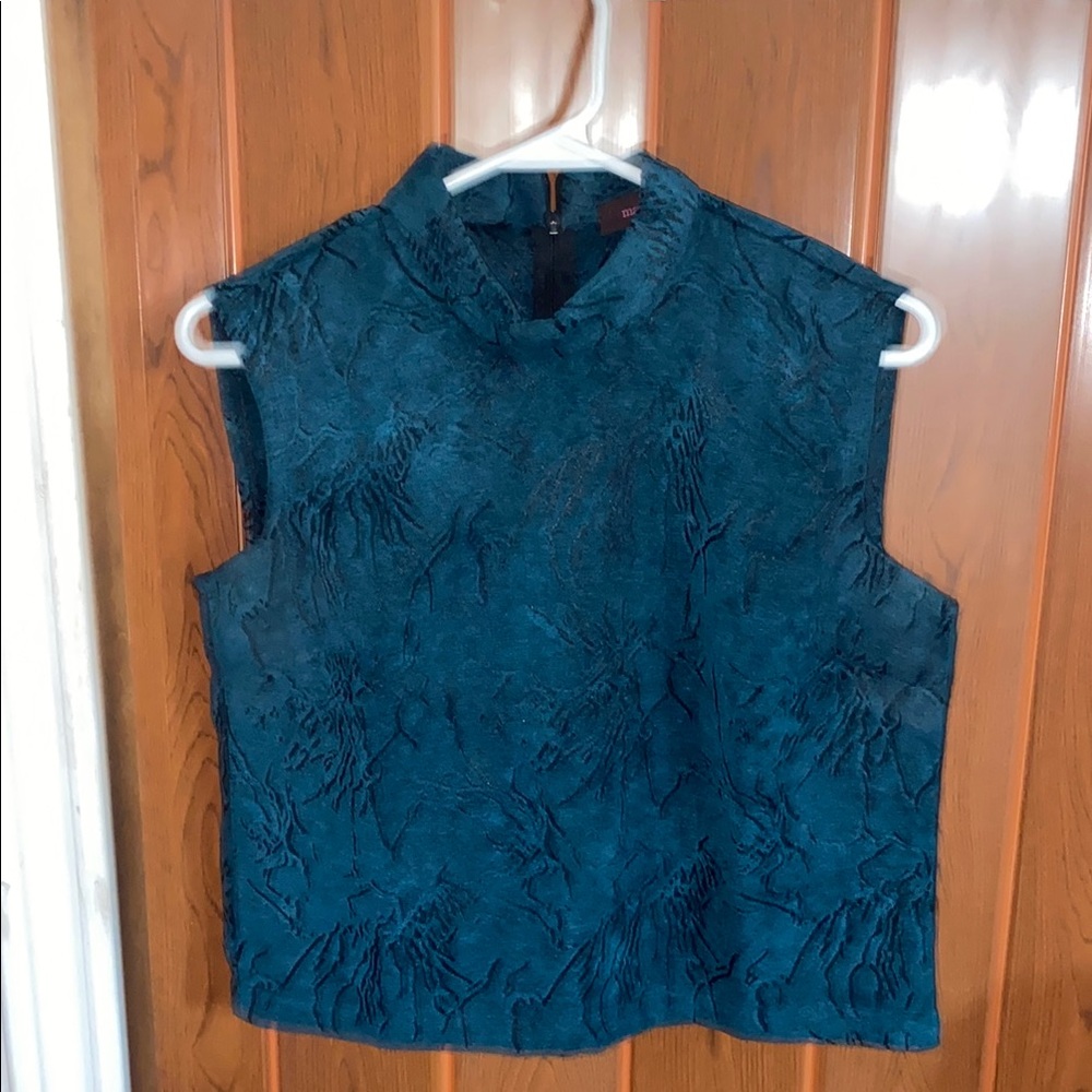 Vintage Sleeveless Teal Textured Women's Top